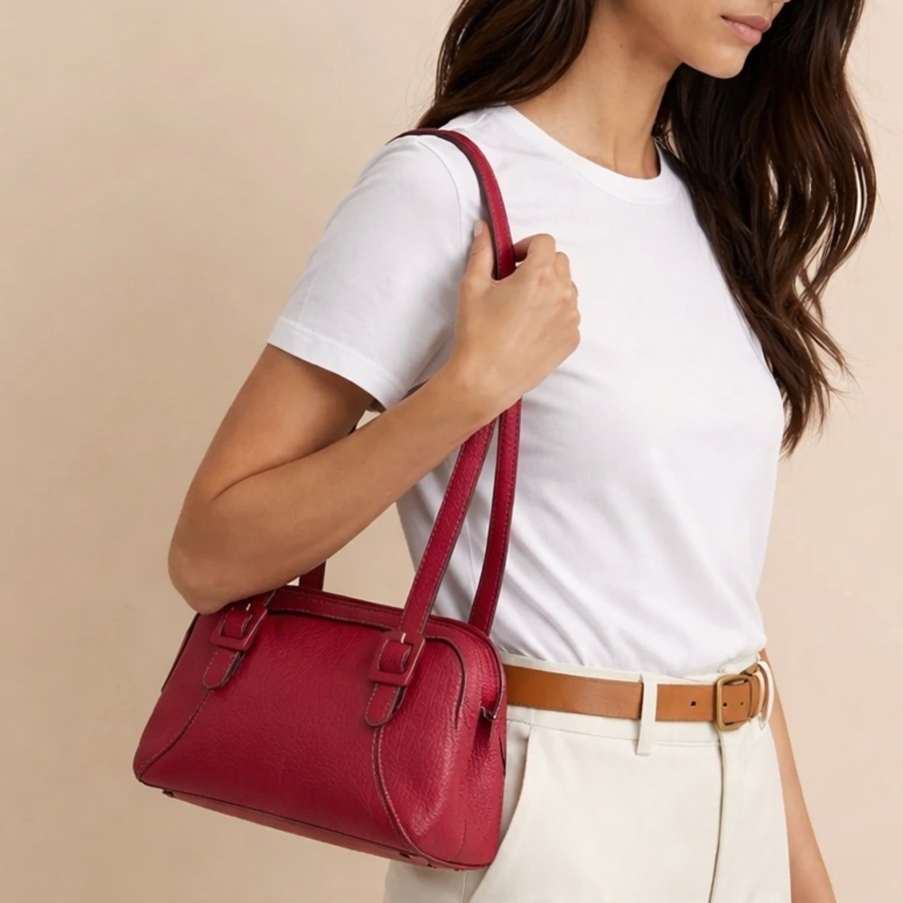 Vintage Elegant Red Leather Handbag